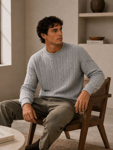 Maglione Classico da <span class=keywords><strong>Uomo</strong></span> Personalizzato con LOGO, Pullover in Puro <span class=keywords><strong>Cotone</strong></span> a Maniche Lunghe, Stile Casual - Product Image 2