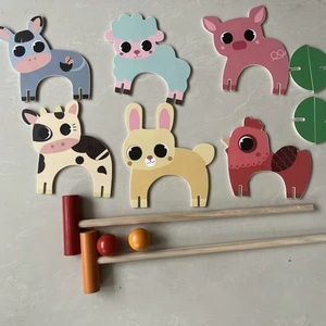 Ensemble <span class=keywords><strong>de</strong></span> <span class=keywords><strong>croquet</strong></span> d'animaux en bois <span class=keywords><strong>de</strong></span> dessin animé pour enfants <span class=keywords><strong>Jeux</strong></span> <span class=keywords><strong>de</strong></span> pelouse amusants pour garçons et filles Jouets et structures <span class=keywords><strong>de</strong></span> plein air - Product Image 6