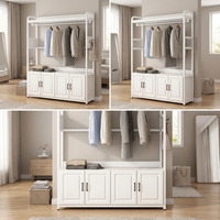 Porte-manteau grande capacité avec armoire à chaussures intégrée, meuble de rangement autoportant pour entrée et salon