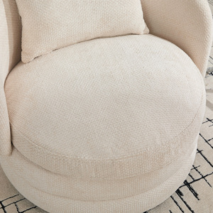 Fauteuil d'appoint moderne pivotant à 360° en chenille, rembourré, confortable, avec pieds en bois pour salon - Product Image 5