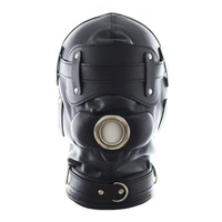 Capuche de Bondage d'esclave en cuir PU avec gode Gag fétiche BDSM jouet adulte masque esclave adulte