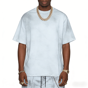 Camisetas Casuales de Manga Corta para Hombre, Estilo Hip Hop, Corte Cuadrado, Bordadas, Lavado Ácido, 100% Algodón Tejido, 280g, Serigrafía - Product Image 1