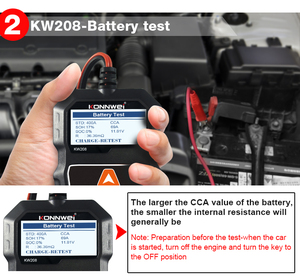 Probador de batería de coche KONNWEI 100-2000 CCA para batería de gel EFB <span class=keywords><strong>AGM</strong></span> de plomo ácido de litio - Product Image 2