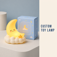 Veilleuse LED personnalisée en vinyle ABS, motif lune et nuage, avec base, lumière douce et chaude pour la décoration de chambre