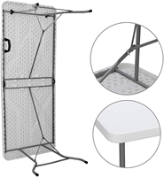 Table pliante Portable en plastique de 180cm, vente en gros de 6 pieds pour l'extérieur/Camping/jardin