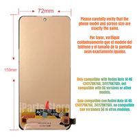 Écran de remplacement neuf IParts pour Xiaomi Redmi Note 14 4G 24117RN76G 24117RN76O AMOLED avec écran tactile et châssis assemblé OEM