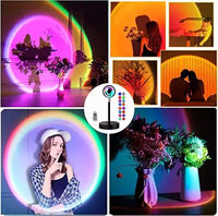Lampe Coucher de Soleil Romantique, Projecteur LED, Lumière d'Ambiance Arc-en-ciel pour Décoration Murale de Chambre, Fond de Photographie et Diffusion en Direct