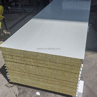 Panel Sandwich Rock Wool Tahan Api Kedap Suara Struktur Baja Pracetak Dinding Eksterior Modern Panel Terisolasi Ruang Dingin