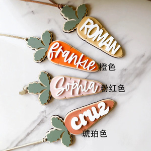 Etichetta in Legno a Forma di Carota Personalizzata, Ornamento 3D per Cesto <span class=keywords><strong>Pasquale</strong></span>, Regalo per Bambini - Product Image 6