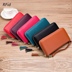 Cartera <span class=keywords><strong>de</strong></span> mujer RFID <span class=keywords><strong>de</strong></span> fábrica, tipo clutch largo, gran capacidad, con clip para billetes, bolsillo para teléfono, venta al por mayor, con cremallera, tarjetero múltiple para señora - Product Image 6