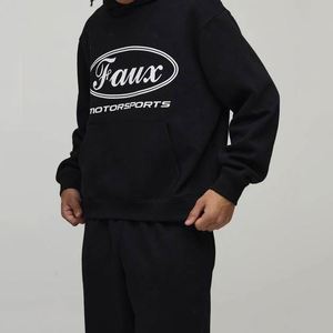 Sweat-shirt et pantalon de survêtement noirs pour homme, style course automobile, personnalisés, ensemble deux pièces - Product Image 2