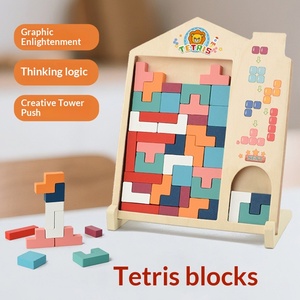 Gioco da Tavolo <span class=keywords><strong>Tetris</strong></span> in Legno, Classico Puzzle di Logica per Bambini con Blocchi Russi da Impilare ed Equilibrare - Product Image 2