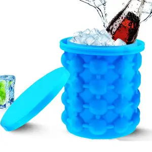 Moule rond de 40 cubes de seau à glace en silicone de machine à glaçons de bière de vin rouge avec la tasse de pp et l'entonnoir de silicone