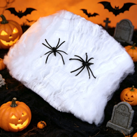 Toile d'araignée d'Halloween en coton coloré extensible avec araignées noires pour décorations de fête maison hantée