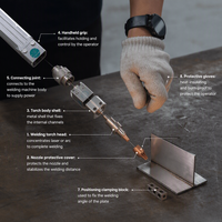 Torche de soudage laser à fibre portative 500W, taille de spot réglable, mode oscillation, tête de soudeuse portable pour la fabrication métallique