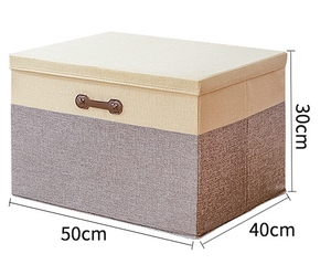 60L Foldable Cotton Linen Storage <b>Bins</b> with Lids Fabric Stackable Storage Organizer Box for Organizing Bedroom Closet - Product Image 3