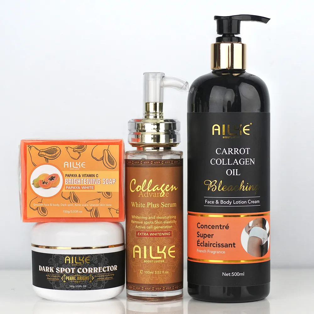 Ailke Body Care Set Collageen Serum Whitening Donkere Spot Corrector Crème Papaya Vitamine C Zeep Bleken Bodylotion