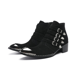 <span class=keywords><strong>Botas</strong></span> Chelsea de moda británica para <span class=keywords><strong>hombre</strong></span>, zapatos de vestir de invierno de alta calidad, puntiagudos, con cordones, piel de vaca, cuero de algodón genuino, marca - Product Image 5