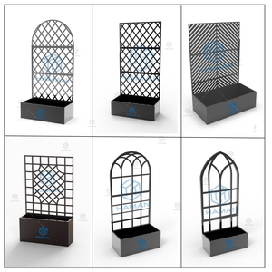 Lit surélevé de jardin en acier avec pots Panneaux en <span class=keywords><strong>treillis</strong></span> <span class=keywords><strong>Plante</strong></span> autoportante en poly rotin pour l'escalade, la plantation, la cour et le patio - Product Image 6
