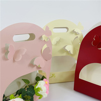 Boîte d'emballage en papier découpé papillon 3D pour décoration florale Boîte pliante plate