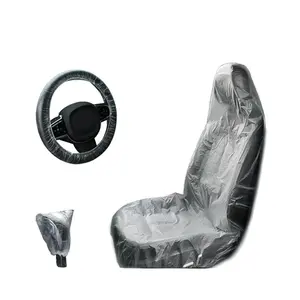 2023 Newest Hot Customized Logo Protective Handbrake Steering Wheel Cover PE Plastic Transparent 5 in 1 Set seat covers