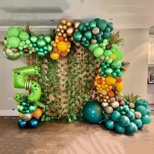 Kit de arco de guirnalda de globos con tema del Rey León Simba, protector de hojas de palma para Baby Shower, suministros de decoración para fiesta de cumpleaños para niños