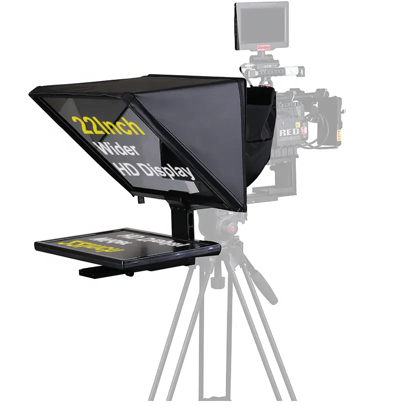 Large Teleprompter System X22 Video and Audio TV Broadcast Prompter with 22 Inch Full HD Monitor for Interview Studio