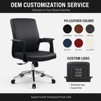 Silla de Oficina de Cuero PU a Precio de Mayoreo para Uso en Oficina y Hogar, Silla Ejecutiva Giratoria con Altura Ajustable