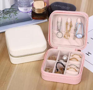 Customizable Mini PU Leather Jewelry Organizer Portable Travel Earring Storage <b>Box</b> for Women - Product Image 3