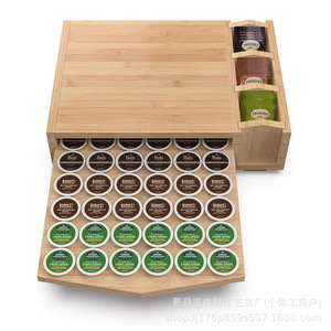 ชั้นวางเก็บแคปซูลกาแฟไม้ไผ่ 43x32x10 ซม. แบบลิ้นชัก สำหรับจัดระเบียบครัวบนโต๊ะ สำหรับถุงชาและแคปซูล - Product Image 4