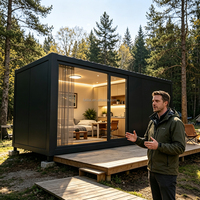 Rumah Kontainer Modular Prefab Kantor Hotel Panel Sandwich Baja Kustom Pabrik Sumber 10ft 20ft, Rakitan Cepat, Kemasan Datar
