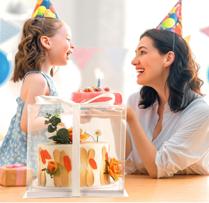 Boîtes cadeaux rondes en matériaux recyclés transparents pour le transport et la présentation de gâteaux de boulangerie, respectueuses de l'environnement, pour les anniversaires, les mariages et les fêtes - Product Image 5