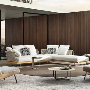 Penjualan modern mewah logam luar ruangan teras komersial tali sofa set perabotan taman Turki