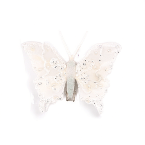 Farfalla Ilan con clip bianca da 8 cm per accessorio per capelli da sposa - Product Image 1