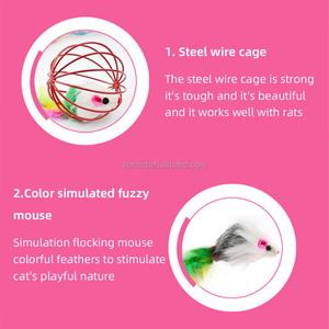 Juguetes Ecológicos para Gatos, Jaulas de Alambre con Plumas, Material PP Sostenible, Colores Personalizados para el Entretenimiento de los Gatos - Product Image 3