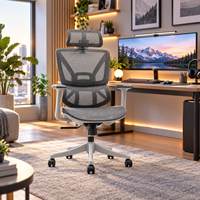 Chaise de jeu ergonomique en mesh premium pour bureau à domicile et salle de jeux, avec appuie-tête et accoudoirs réglables