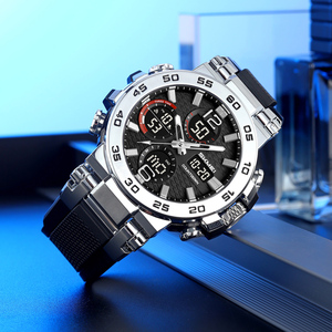 SKMEI 2499 럭셔리 50M 방수 다기능 아날로그 디지털 알람 전자 충격 방지 패션 손목 시계 - Product Image 5