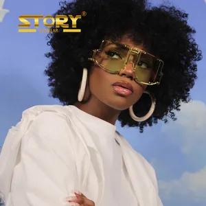 Gafas de Sol Rihanna STY1969 de Marca de Lujo, Diseño Cuadrado, Tendencia Única, Espejo Extra Grande, para Mujer, con Remaches Metálicos, 2020 - Product Image 1