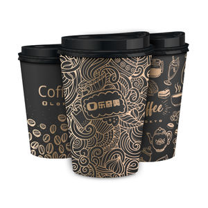 Pour LOKYO personnalisé jetable 12oz 8oz 6oz noir jaune doré papier tasse à café couvercle écologique pour vin boissons gazeuses Tequil - Product Image 4