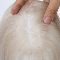 Topper Cheveux Humains Gris Blanc 8 Pouces 3x4 Mono, Cheveux Bruts de Qualité Abordables et Durables pour Femmes Blanches