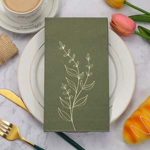 Gold-stamped retro-style printed square napkins, disposable <b>paper</b> towels for festivals, parties, high-end restaurants, and - Product Image 1