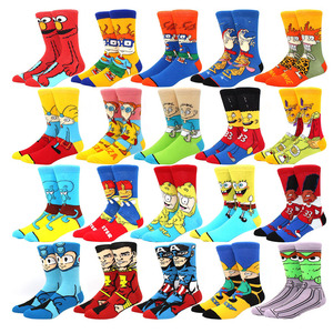 Chaussettes fantaisie drôles pour hommes en gros Personnages de logo personnalisé Chaussettes en coton Crew Anime Comics Fashion <span class=keywords><strong>Crazy</strong></span> Knitting Cartoon - Product Image 1