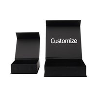 Boîte cadeau magnétique de luxe personnalisée avec poignée d'emballage boîte noire en papier de carton rigide pliable avec logo personnalisé