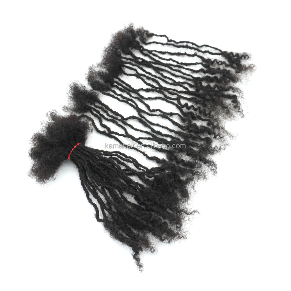 KAMA 100% Handmade Remy Hair Interlock Loc Extensions Real Dreadlock Extensions for Women/Men/Kids Permanent & Dyeable Detail Section 7