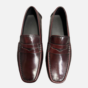 Mocasines de Cuero Genuino para Hombre Qinhong, Color Vino Tinto, Tacón Plano, Estilo Casual de Negocios, Zapatos para Conducir con Suela Antideslizante Cosida - Product Image 2