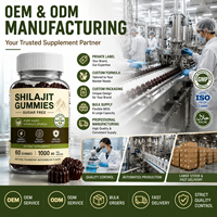 Gummies de Shilajit à Marque Blanche OEM 1000mg Sans Sucre à Base de Plantes Supplément de Shilajit de l'Himalaya pour l'Énergie et la Concentration 60 Comprimés