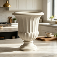 Urne romaine européenne, pot à fleurs en résine fait main et peint à la main, piédestal cannelé classique, décoration pour jardin, patio, maison