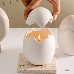 Porte-bougie en céramique Dongfang en forme de coquille d'œuf avec couvercle, rond, écologique, cadeau de Pâques DF1880 - Product Image 1