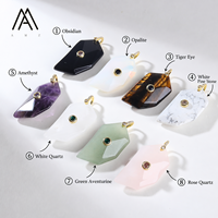 Pendentif rectangulaire plaqué or 18 carats avec incrustation de zircon et pierres précieuses multiples pour la fabrication de bijoux DIY, cadeau