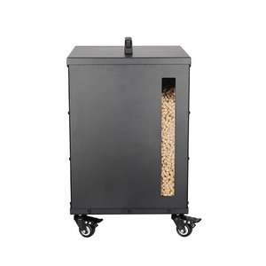 Scatola Pellet con ruote e tappo serbatoio rivestimento nero scatola di stoccaggio in acciaio per Pellet di legno - Product Image 1
